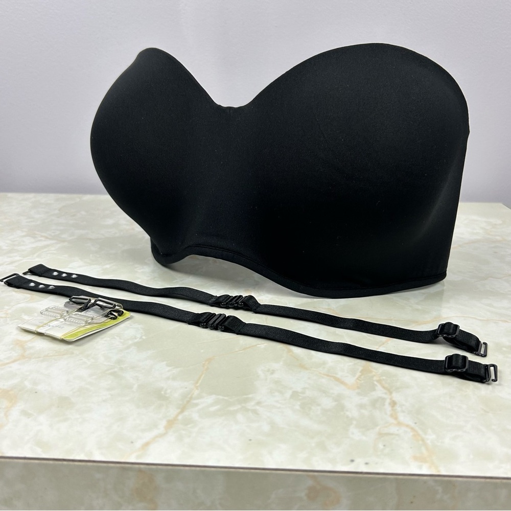 Amoena Strapless Wire Free Black Bra Size 38B